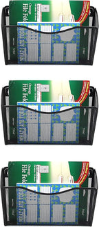 EASEPRES 3 Single Pocket Mesh Hanging File Organizer, Vertical Wall Mounted Magazine File Holder, Mount Basket Mail Paper Doc