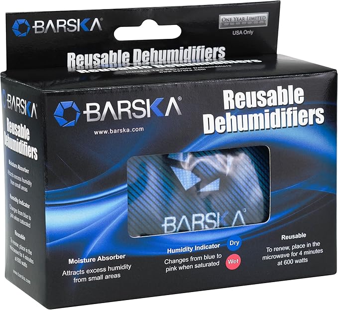 BARSKA Rechargeable Desiccant Dehumidifier - Safe Moisture Absorber for Home Closets, Gun Safes, Basement, Garage, Cars, Micr