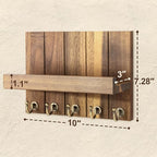 Rebee Vision Acacia Wood Key Holder Wall Mount – Farmhouse Key Holder for Wall & Mail Organizer with Shelf for Home Decor – I