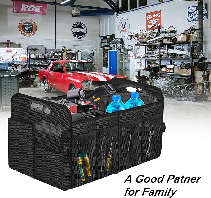 Femuar Car Trunk Organizer, Trunk Storage Organizer with 72L Large Capacity Waterproof Collapsible and 11 Pockets, Trunk Organizer for Suv