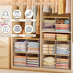 2 Pack Stackable Closet Organizers and Storage, 4 Cube Closet Shelves with Wood Top Board for Extra Clothes Storage, Small Me