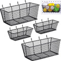Sieral 4 Pcs Black Pegboard Baskets Metal Wire Shelf Baskets Peg Board Organizer Accessories Wall Mount Organizer Attachments