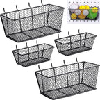 Sieral 4 Pcs Black Pegboard Baskets Metal Wire Shelf Baskets Peg Board Organizer Accessories Wall Mount Organizer Attachments