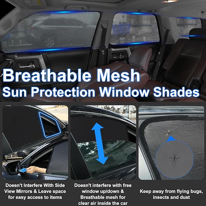 Front Side Half Window Shade Foldable Custom Fit for Hyundai Tucson 2021-2026 Car Window Shades for Side Window Sun Shade UV Protection Heat Insulation for Camping Sleeping 6PCS