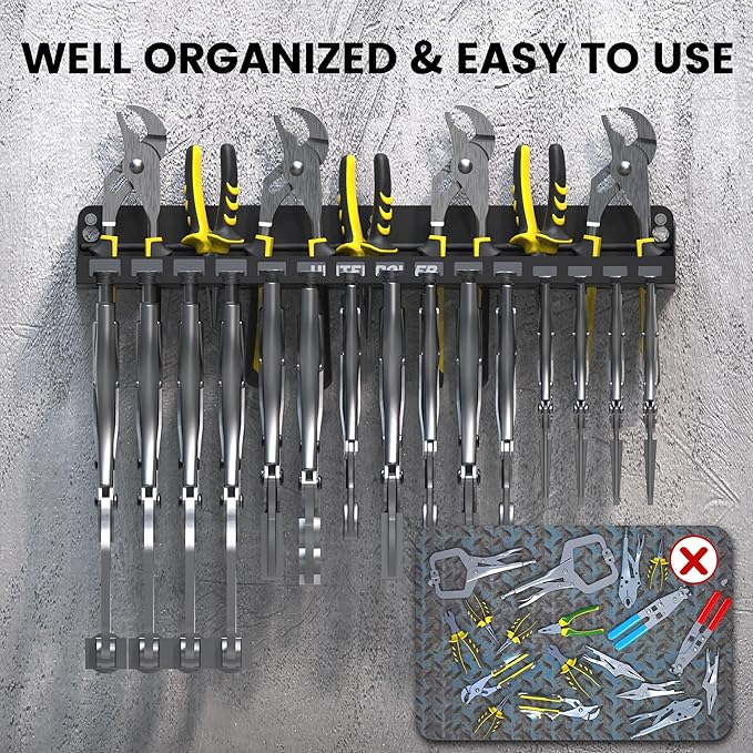 UNITEDPOWER Vise Grip Holder, Wall Mount Pliers Storage Rack Organizer for Workshop, Shed, Garage, Stores up to 15 Vises or 1
