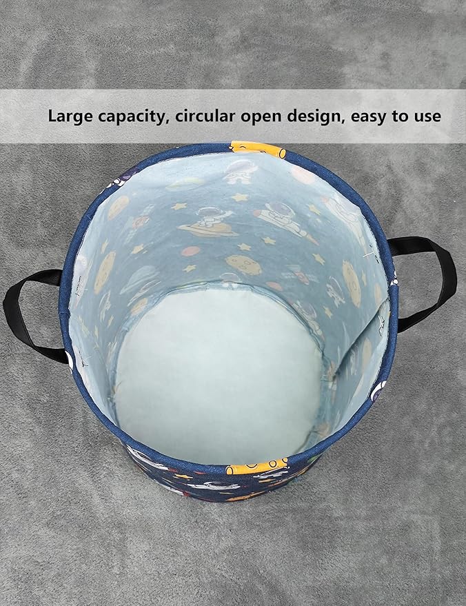 QUEENLALA Large Storage Basket,Laundry Hamper/Bathroom/Home Decor/Collapsible Round Storage Bin,Boys and Girls Hamper/Boxes/C