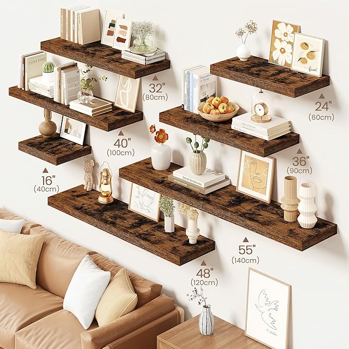 Vivelove Floating Shelves for Wall Mounted, 48 Inches Long Shelves, Display Shelf for Bathroom Living Room Kitchen Bedroom Of