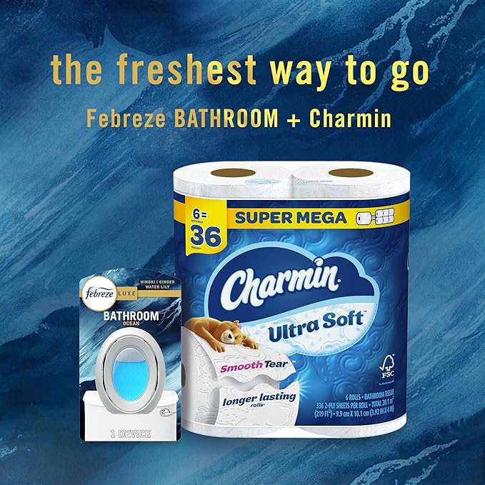 Febreze Bathroom Air Freshener, Odor-Fighting, Plug In Alternative, Air Fresheners for Home and Bathroom and Kitchen, Closet 
