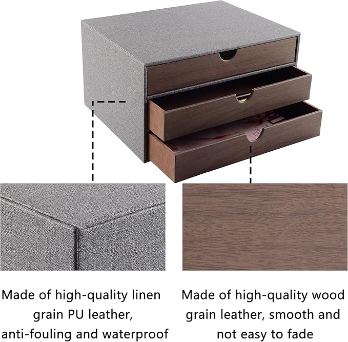 Cloth-effect Faux Leather Desk Organizer File Cabinet Executive Office Supplies Desktop Filing A4 Contract Document Stackable