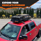 Mockins 64"x39"x6" Extendable Roof Rack Cargo Carrier | 250 Lbs. Capacity Weatherproof Steel Roof Basket | Rooftop Cargo Carrier Set w/Ratchet Straps & Bungee Net for SUV, Van, & Car Roof Storage