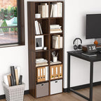 6 Cube Storage Organizer, Narrow Open Shelf Bookcase, Freestanding 6 Tier Low Display Bookshelf for Home Office, Living Room,