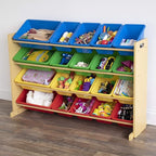 Humble Crew Extra-Large Toy Organizer with 20 Plastic Bins – Primary/Natural Storage Rack with 4-Tier Shelves, Anti-Tip Safet
