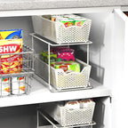 Simple Houseware Cabinet 2 Tier Perforated Basket Drawer, White - 2 Pack