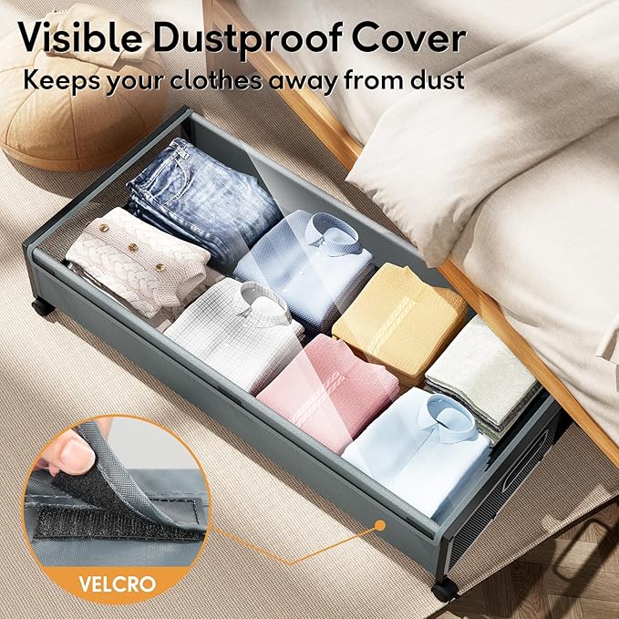 Under Bed Storage with Wheels，1 Pack Under Bed Storage Containers,Underbed Shoe Storage Bedroom