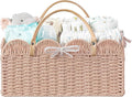 HBlife Baby Diaper Caddy, Paper Rope Storage Baskets Nursery Bin with Removable Divider, Portable Car Organizer for Diapers, 