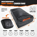 Mockins 40 CuFt XXL Roof Bag Cargo Carrier for Top of Vehicle | 72"x48"x20" Waterproof Vinyl Rooftop Cargo Carrier Bag | Secure Vehicle Soft-Shell Carriers for Car, Truck, SUV, Van, RV w/Accessories