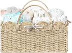 HBlife Baby Diaper Caddy, Paper Rope Storage Baskets Nursery Bin with Removable Divider, Portable Car Organizer for Diapers, 
