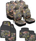 BDK Camo Car Seat Covers Full Set with Floor Mats – Complete Interior Protection Set, Realistic Green Forest Camouflage Patte