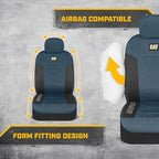 CAT Blue & Black Seat Covers for Cars, Trucks, & SUV - Set of (2) MeshFlex Car Seat Cover Front Seat Protectors - Airbag Comp