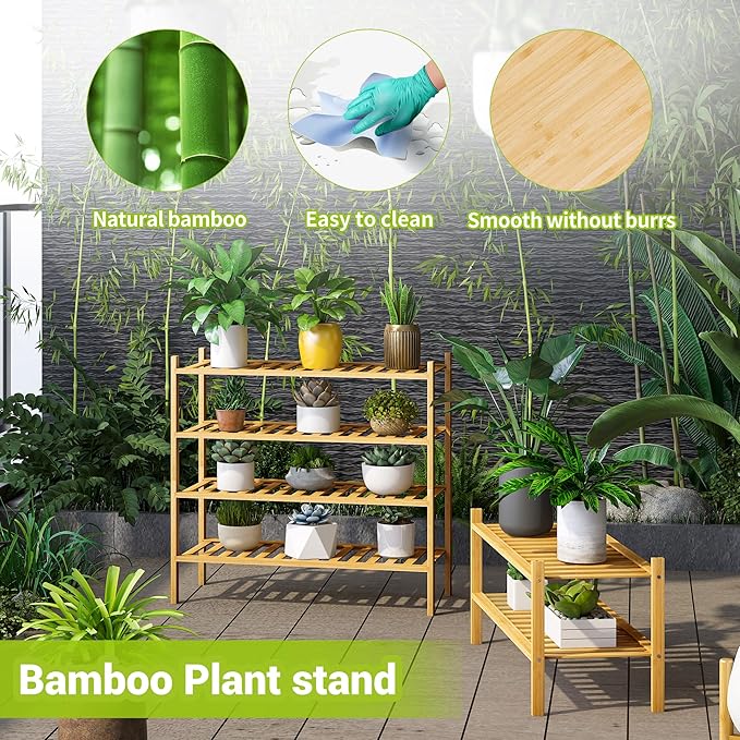 BMOSU 2-Tier Bamboo Shoe Rack Premium Stackable Shoe Shelf Storage Organizer for Hallway Closet Living Room Entryway Organize