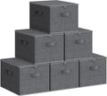 SONGMICS Foldable Storage Organizer Boxes, Set of 6 Storage Basket Bins with Lids, Handles, Clothes Organizer, 15.7 x 11.8 x 