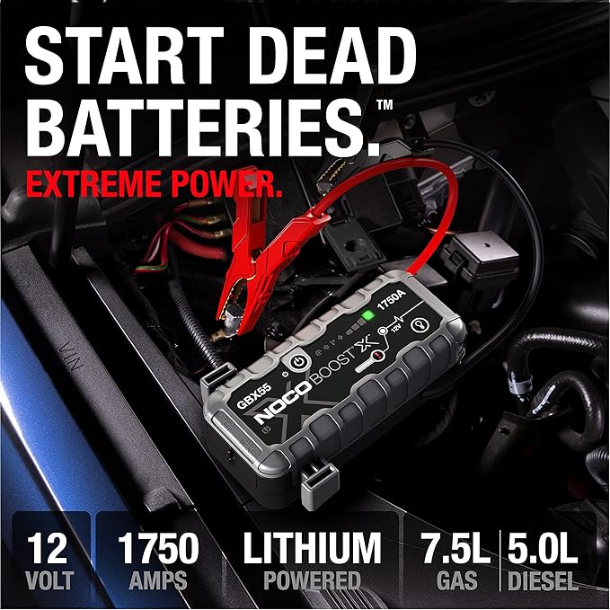 NOCO Boost X GBX55: 1750A UltraSafe Jump Starter - 12V Lithium Battery Booster Pack, Portable Jump Box, Power Bank & Jumper