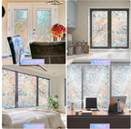 HIDBEA Window Privacy Film Non-Adhesive Static Cling Stained Glass Window Film Rainbow Glass Stickers Reusable Anti UV 3D Decorative Window Film for Home Door, 17.3 x 78.7 Inch