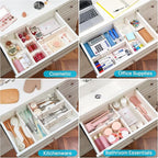 Vtopmart 6 Pack Drawer Dividers for Clothes, 4" High 11.3"-17" Adjustable Expandable Dresser Drawer Organizer, Plastic Drawer