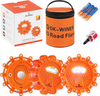 LED Road Flares roadside emergency car kit emergency road flares Kit with Magnetic Base for Vehicles & Boat | 9 Flash Modes(w