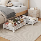 Under Bed Storage with Wheels, Foldable Pattern Carved Metal Under The Bed Storage, Tool-Free Assembly Under Bed Storage Cont