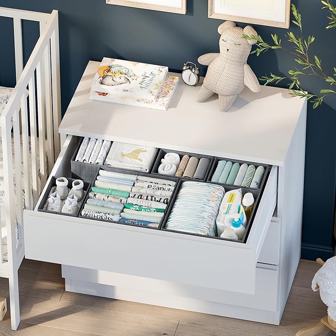 Drawer Organizer Set of 12 Dark Grey - Nursery, Bedroom, Closet Organizer & Storage