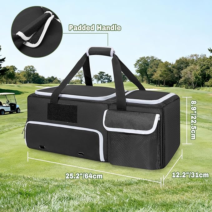 DSLEAF 2 Layer Golf Trunk Organizer with Bottom Shoe Space, Golf Car Locker for Men & Women, Holds 2-3 Shoes, Balls, Tees,