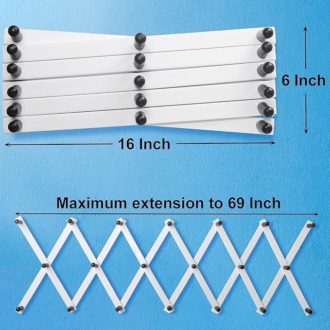 SKOLOO Hat Rack for Wall with 17 Hooks, Solid Wooden, Modern, Expandable Coat Rack Wall Mount for Coats, Hats, Bags, Baseball