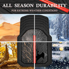 CAR PASS Metal Medium Rubber Floor Mats for Car Heavy Duty Car Mats All Weather, Universal Trim to Fit for Truck SUV Vehicle Automotive Floor Mats, Waterproof Car Mats 4 Piece Black and Red