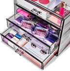 Sorbus Makeup Organizer - 4 Drawer Acrylic Make Up Organizers and Storage for Cosmetics, Jewelry, Beauty Supplies, Clear Make