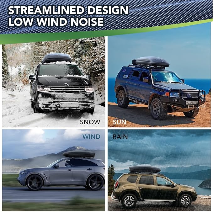 Rooftop Cargo Box Carrier 390L, Hard Shell Roof Box for Roof Rack, 14 Cu Ft Luggage Storage with Secure Straps&Keys, Weather-Resistant Roof Rack Cargo Box