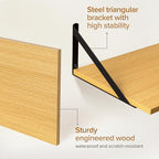 Deep Floating Shelves Wall Mounted, 16"x12" Oak Wall Shelves with Brackets Set of 2 for Bedroom, Living Room, Bathroom, Kitch