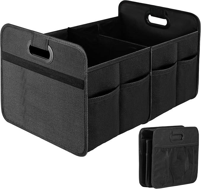 Simple Deluxe Trunk Organizer for Car/SUV, Foldable 2 Compartment 50L Car Storage, 600D Waterproof Oxford Polyester Car