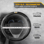 CAT® DuraGrip Car Steering Wheel Cover, Black Tire Tread Traction Design, Auto Steering Wheel Cover for Cars Trucks Vans SUVs, Improve Grip and Control, Durable Comfortable - Large 15"-16" Inches