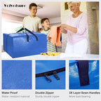 VELVETSURE 12 Pack Heavy Duty Extra Large Moving Bags W/Backpack Straps - Strong Handles & Zippers, Storage Totes For Space S