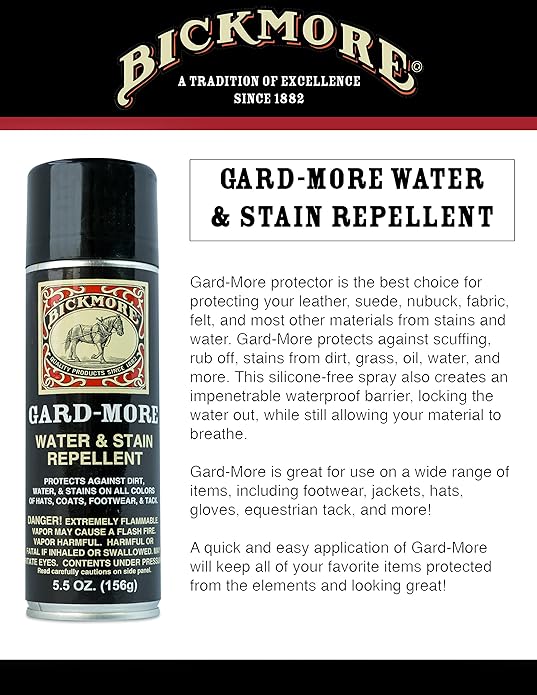 Leather Boot Care Kit - Bick 1 Cleaner, Bick 4 Conditioner, Gard-More Water Repellent Spray & Cloth - Made in USA - Shoe Care