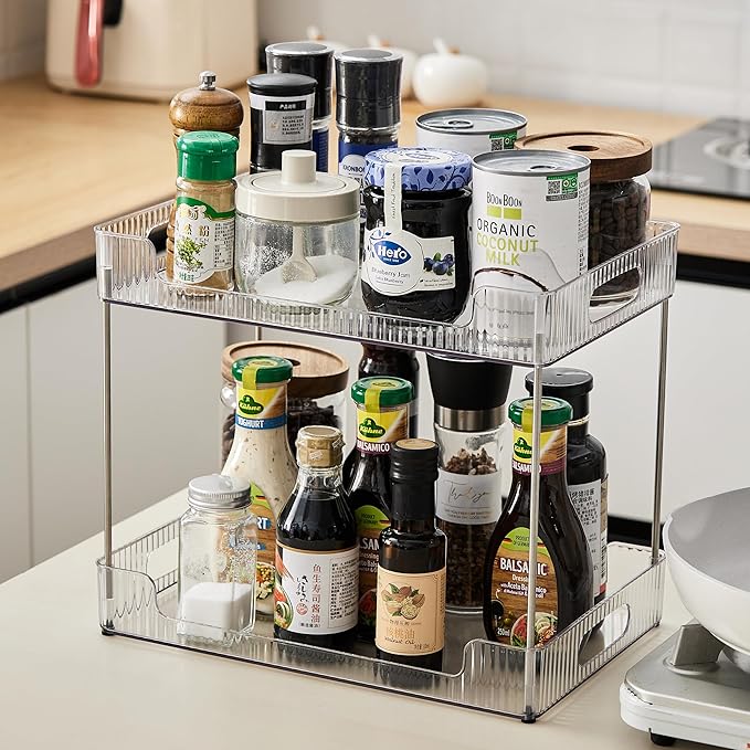 Goderewild 3 Tier Bathroom Counter Organizer, Multi-Purpose Cosmetics Skincare Shelf, Fits A4 Size Makeup Organizer for Offic