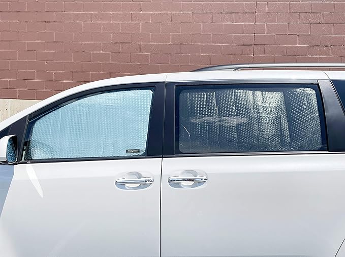 Side Window Front Seat Reflective Sunshade Custom Fit for 2011 2012 2013 2014 2015 2016 2017 2018 2019 2020 Toyota Sienna Minivan, L, LE, SE, XLE, Limited, UV Reflector Accessories (2pcs)
