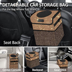 Cute Mini Car Trash Bag with Lid, Glitter Garbage Can Bin Hanging for Back/Front Seat/Console, Waterproof, Leakproof, 2.5 Gallon, Brown Bling Sparkly