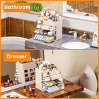 Pink Makeup Countertop Organizer,Large Capacity Make up Organizers for Vanity with 6 Drawer,Plastic Bathroom Skincare Organiz