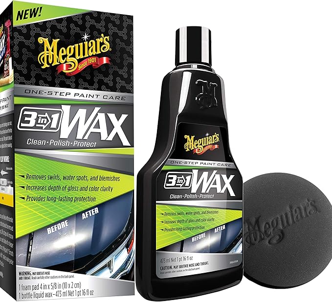 Meguiar's 3-in-1 Wax, Advanced Cleaner Wax that Blends Defect and Scratch Removal with Car Polishing, Keep Your Car Care Simple With an All in One Product, 16 Oz