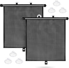 Sfee Car Window Shades for Baby-2 Pack Retractable Side Window Car Sun Shade Blocks UV Rays & Heat for Sun Protection Roller Sunshade Visor Window Shade for Kids,Passengers,Pets (20''x22'')