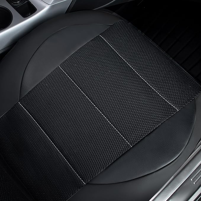 CAR PASS Universal Leather Two Front Seat Covers,Sport seat Covers fits Most Cars, SUVs, Trucks, and Vans Airbag Compatible (