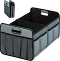 Simple Deluxe Car Trunk Organizer, 2 Compartments Collapsible Trunk Storage for SUV & Truck, Anti-slip Design, Made of Waterpr