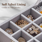 48 Grid Earring Organizer and Storage: Velvet Jewelry Tray with Lid, Jewelry Box for Studs, Earrings, Rings, Necklaces, Dress